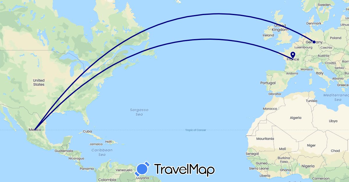TravelMap itinerary: driving in Germany, Tunisia (Africa, Europe)